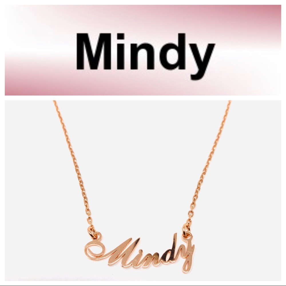 “MINDY” rose gold sterling silver name necklace, NWOT - Picture 1 of 6
